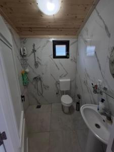 uma casa de banho com um WC e um lavatório em Kucica Una em Ulcinj