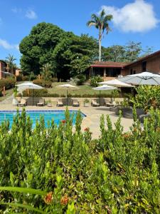 ein Resort mit einem Pool mit Sonnenschirmen in der Unterkunft Casa Fuego in La Pintada