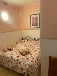 1 dormitorio con 1 cama con edredón de flores en LA CASETTA DI REBY, en Albano Laziale