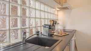 een keuken met een wastafel en een aanrecht bij Preize Serenity Suite 2 - Hypercentre - 2 pers. in Troyes