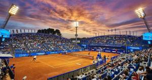 a tennis match is being played in a stadium at Serenity Delight Accommodation in Umag
