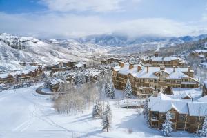 an aerial view of a resort in the snow at Woodrun Place in Snowmass Village