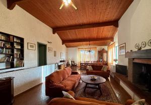 a living room with a couch and a fireplace at Agriturismo La Montagnola in Torgiano