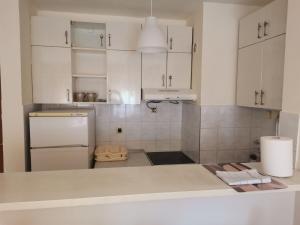 a kitchen with white cabinets and a counter top at DiV 3 in Novi Sad