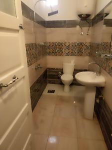 un baño con inodoro y lavabo en NUBIAN MONALIZA guest house, en Asuán