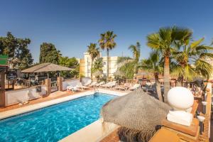 a pool at a hotel with chairs and palm trees at Hotel Zen Airport in Torremolinos