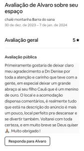 zrzut ekranu komórki wiadomości tekstowej w obiekcie Pousada Casa da montanha w mieście Casimiro de Abreu