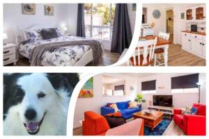 ein Schlafzimmer und ein Wohnzimmer mit einem Hund in der Unterkunft Puppies&Pancakes at Innes Park Opp Park&Beach Dogs welcome inside in Pemberton + 51 Fotos