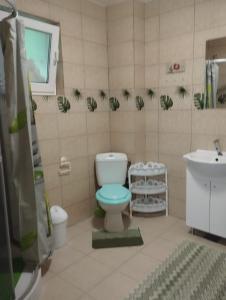 een kleine badkamer met een toilet en een wastafel bij Vila la 4 Turturici in Năvodari