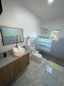 a bathroom with a sink and a toilet at Apartamento Céntrico en Cabrera in Cabrera