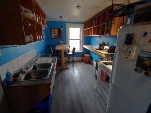 a kitchen with a sink and a refrigerator at The Arlington in Maynooth