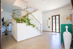 聖維托諾曼的住宿－Villa Mamma Grazia Rooms，客厅,设有植物楼梯
