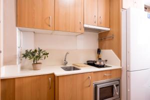 A kitchen or kitchenette at Apartamentos Turísticos Distrito Romano by CartagenaSpain