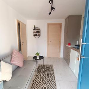 a living room with a couch and a table at Thea Apartments in Emporeios