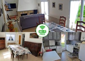 trzy zdjęcia kuchni i salonu w obiekcie Le Touquet villa 6 pers w mieście Le Touquet-Paris-Plage