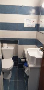 a bathroom with a white toilet and a sink at Asteri Hotel in Skala