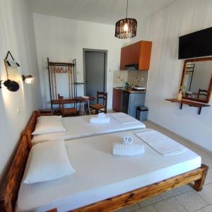 una sala de estar con 2 camas en una habitación en ΔΙΑΜΕΡΙΣΜΑΤΑ-STUDIO ANTONIA, en Galissas
