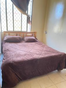 a large bed in a bedroom with a window at Paradise Apartments in Kilifi