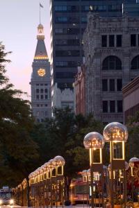 a building with a clock tower in the city at Hyatt Regency Denver at Colorado Convention Center in Denver