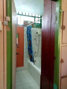 La salle de bains est pourvue d'une douche et d'une baignoire. dans l'établissement Villa 301 B&B, à Baclayon