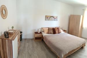 1 dormitorio con 1 cama y vestidor en Apartments Villa Stari Koko, en Omiš