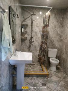 y baño con lavabo y aseo. en Дом для одыха en Tiflis