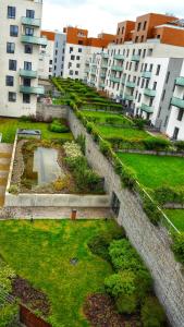 a garden in the middle of a building at Apartment in the Heart of Ostrava in Moravská Ostrava