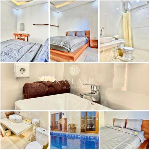 a collage of photos of a hotel room at Kailash Villa Balangan in Jimbaran