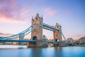 a suspension bridge in london over the water at Pass the Keys Stylish and Modern 2Bed 2Bath Hackney Apartment in London