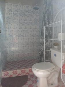 baño con aseo blanco en una habitación en Hostal claire en El Quije