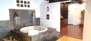 La salle de bains privative est pourvue d'une baignoire. dans l'établissement Apartamentos con jacuzzi, à Madrid