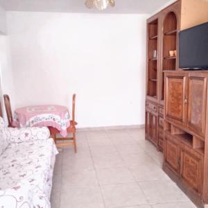 a living room with a couch and a tv at 2 bedrooms house at Ciudad Real in Ciudad Real