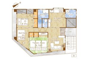 a floor plan of a house at Naha Gajumaru Apartment Hotel 301 in Naha