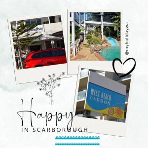 uma colagem de fotos de um resort com um carro em West Beach Lagoon 204 - Ground Floor! em Perth
