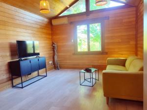 TV a/nebo společenská místnost v ubytování Le Chalet de Malause