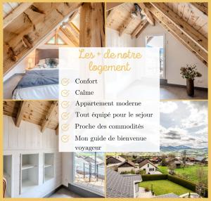 un collage de fotos de una habitación con cama en Chez Marie T3 Vuiz, en Viuz-en-Sallaz