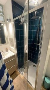 Koupelna v ubytování Joli studio vue mer, piscine, Tennis, Parking + 5 fotografií