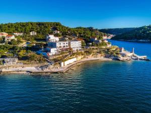 an aerial view of a small island in the water at Green House in Novigrad Dalmatia