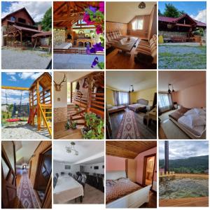 a collage of pictures of a cabin at Pensiune La Becu in Vidra