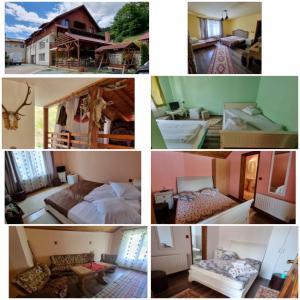 a collage of different pictures of a house at Pensiune La Becu in Vidra