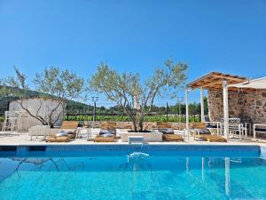 einen Pool mit Liegen und Stühlen neben einem Resort in der Unterkunft Flamingo - House with private pool in Gornji Seget