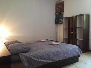 een slaapkamer met een bed met 2 kussens erop bij Apartment Cimbora in Koper