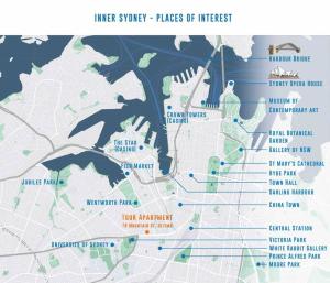 un mapa de las fases de tormenta interior de interés en Sydney City - Entire cozy apartment, en Sídney