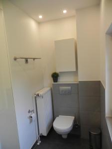 La petite salle de bains est pourvue de toilettes et d'un lavabo. dans l'établissement Ferienhaus für 3 Personen in Burscheid, Nordrhein-Westfalen, à Burscheid