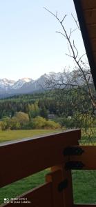 a view of a mountain from a window at Domki ,,Goramiba'' in Jurgów