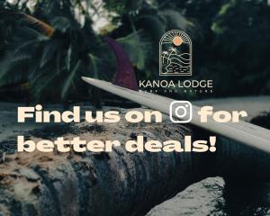 a surfboard sitting on top of a log at Kanoa Lodge - Adults and 13 plus only in Pavones