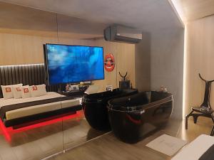 TV a/nebo společenská místnost v ubytování MOTEL STUDIO A