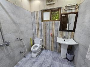 ein Bad mit einem WC und einem Waschbecken in der Unterkunft Hotel Versa Appartment Gulberg in Lahore
