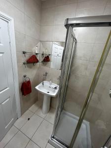 een badkamer met een wastafel en een douche bij 29 Cill Ard Bohermore Galway City in Galway