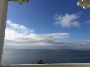 a view of the ocean from a window at Fürstenhof Sassnitz in Sassnitz